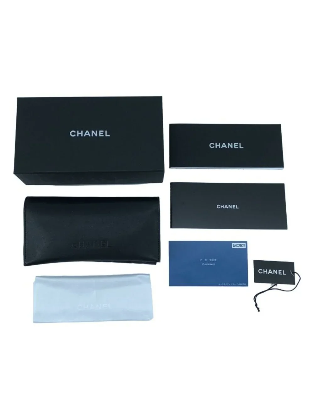 Chanel Mademoiselle CC Logo Chain Oval Sunglasses 58 Black Gold Eyewear